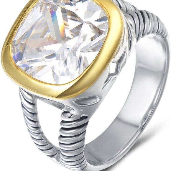 Jewelry - Twisted Cable Ring Silver Gold Plated Cubic Zirconia Women Jewelry Gift